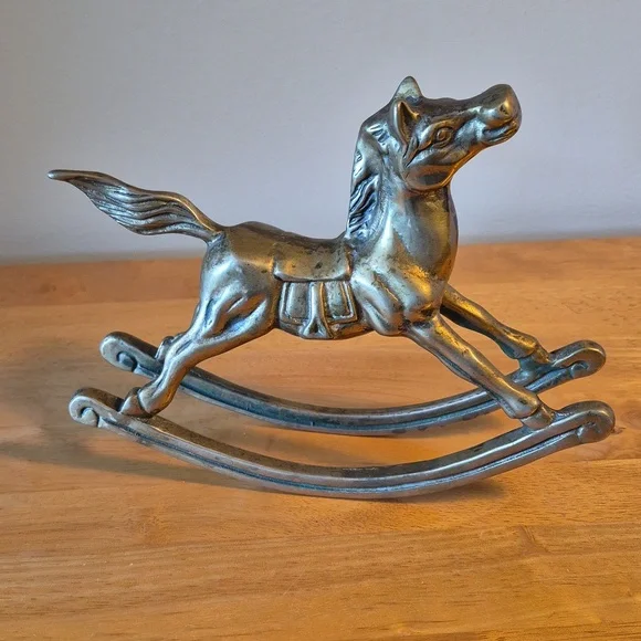 VINTAGE Solid Brass Rocking Horse Figurine Home Decor - Picture 4 of 15